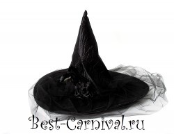 Шляпа "Ведьма" чёрная с пером