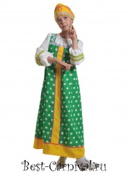 Русский народный костюм "Алёнушка" в зелёном