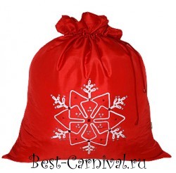Новогодняя упаковка/Мешок для подарков "Снежинка" красный