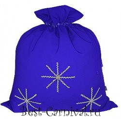 Новогодняя упаковка/Мешок Деда Мороза для подарков "Снежинка" синий
