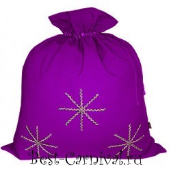 Новогодняя упаковка/Мешок Деда Мороза для подарков "Снежинка" фиолетовый