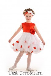 Детское нарядное платье "Лепесток" красный