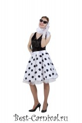 Костюм Стиляга девушка платье в стиле 50-х чёрно-белое в горох